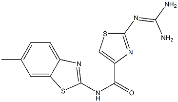 2-(Diaminomethyleneamino)-N-(6-methyl-2-benzothiazolyl)thiazole-4-carboxamide 结构式
