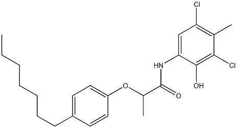 2-[2-(4-Heptylphenoxy)propanoylamino]-4,6-dichloro-5-methylphenol 结构式