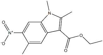 6-ニトロ-1,2,5-トリメチル-1H-インドール-3-カルボン酸エチル 化学構造式
