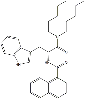 (R)-2-(1-Naphthoylamino)-3-(1H-indol-3-yl)-N,N-dipentylpropanamide,,结构式
