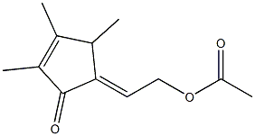 5-[(E)-2-アセチルオキシエチリデン]-2,3,4-トリメチル-2-シクロペンテン-1-オン 化学構造式