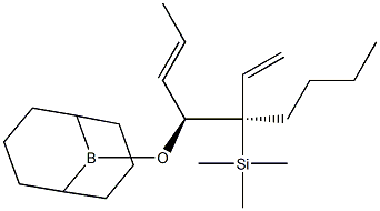 (1S,2R)-1-[(9-Borabicyclo[3.3.1]nonan-9-yl)oxy]-1-[(E)-1-propenyl]-2-(trimethylsilyl)-2-ethenylhexane Structure