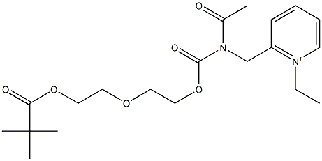 2-[N-Acetyl-N-[2-[2-pivaloyloxyethoxy]ethoxycarbonyl]aminomethyl]-1-ethylpyridinium Struktur