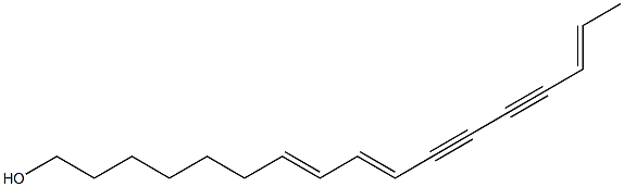 (7E,9E,15E)-7,9,15-ヘプタデカトリエン-11,13-ジイン-1-オール 化学構造式