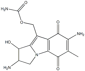 2,7-ジアミノ-9-(アミノカルボニルオキシメチル)-2,3-ジヒドロ-1-ヒドロキシ-6-メチル-1H-ピロロ[1,2-a]インドール-5,8-ジオン 化学構造式