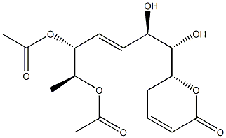 (R)-5,6-Dihydro-6-[(1S,2R,3E,5R,6S)-5,6-diacetoxy-1,2-dihydroxy-3-hepten-1-yl]-2H-pyran-2-one Struktur