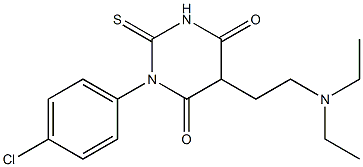 1-(p-クロロフェニル)-5-[2-(ジエチルアミノ)エチル]-2-チオキソ-2,3-ジヒドロピリミジン-4,6(1H,5H)-ジオン 化学構造式