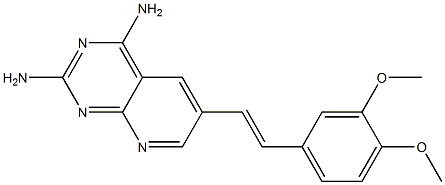6-[(E)-2-(3,4-ジメトキシフェニル)エテニル]ピリド[2,3-d]ピリミジン-2,4-ジアミン 化学構造式