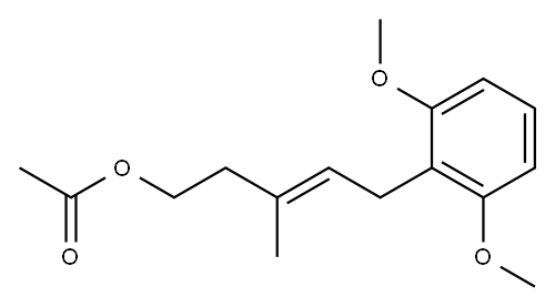 5-Acetoxy-1-(2,6-dimethoxyphenyl)-3-methyl-2-pentene Struktur