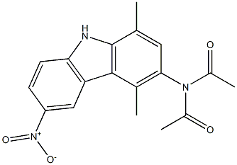 3-(Diacetylamino)-6-nitro-1,4-dimethyl-9H-carbazole Struktur