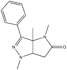 1,3a,4,6a-テトラヒドロ-1-メチル-3-フェニル-3a-メチル-4-メチルピロロ[3,2-c]ピラゾール-5(6H)-オン 化学構造式