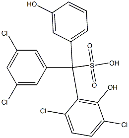 (3,5-ジクロロフェニル)(2,5-ジクロロ-6-ヒドロキシフェニル)(3-ヒドロキシフェニル)メタンスルホン酸 化学構造式