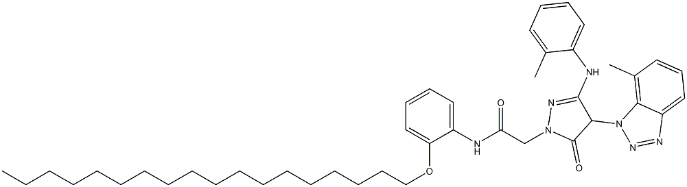 1-[(2-Octadecyloxyphenyl)aminocarbonylmethyl]-3-(2-methylanilino)-4-(7-methyl-1H-benzotriazol-1-yl)-5(4H)-pyrazolone Struktur