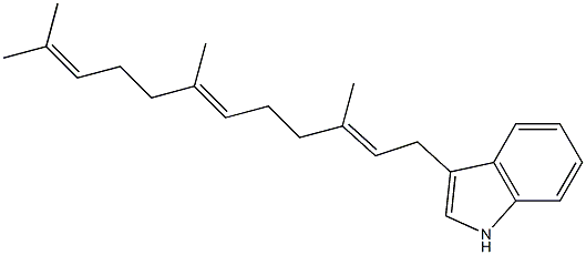 3-[(2E,6E)-3,7,11-トリメチル-2,6,10-ドデカトリエン-1-イル]-1H-インドール 化学構造式