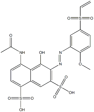 5-アセチルアミノ-4-ヒドロキシ-3-[2-メトキシ-5-(ビニルスルホニル)フェニルアゾ]-2,8-ナフタレンジスルホン酸 化学構造式