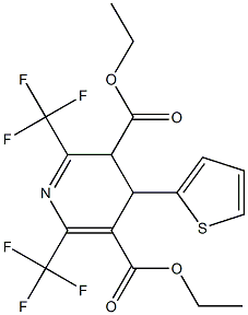 3,4-Dihydro-2,6-bis(trifluoromethyl)-4-(2-thienyl)pyridine-3,5-dicarboxylic acid diethyl ester Structure
