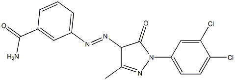 4-(3-Carbamoylphenylazo)-1-(3,4-dichlorophenyl)-3-methyl-5(4H)-pyrazolone Struktur
