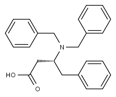 (R)-3-(ジベンジルアミノ)-4-フェニルブタン酸 化学構造式