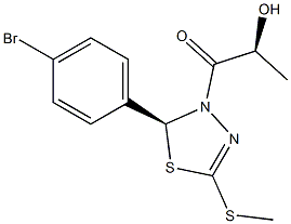(2S)-2,3-Dihydro-5-(methylthio)-3-[(2S)-2-hydroxypropionyl]-2-(4-bromophenyl)-1,3,4-thiadiazole Struktur