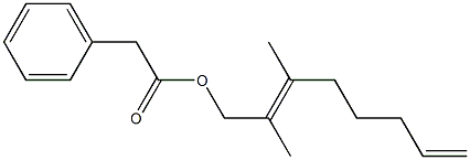 Phenylacetic acid 2,3-dimethyl-2,7-octadienyl ester Structure