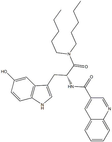 (R)-3-[5-Hydroxy-1H-indol-3-yl]-2-(3-quinolinylcarbonylamino)-N,N-dipentylpropanamide Struktur