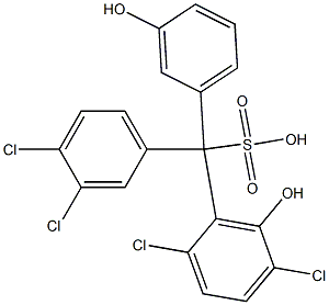 (3,4-ジクロロフェニル)(2,5-ジクロロ-6-ヒドロキシフェニル)(3-ヒドロキシフェニル)メタンスルホン酸 化学構造式