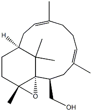 (1S,2S,11S,14R,4E,8E)-1,14-Epoxy-4,8,14,15,15-pentamethylbicyclo[9.3.1]pentadeca-4,8-diene-2-methanol 结构式