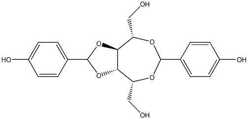 2-O,5-O:3-O,4-O-ビス(4-ヒドロキシベンジリデン)-L-グルシトール 化学構造式