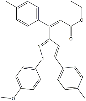 (Z)-3-(4-Methylphenyl)-3-[[1-(4-methoxyphenyl)-5-(4-methylphenyl)-1H-pyrazol]-3-yl]propenoic acid ethyl ester Struktur
