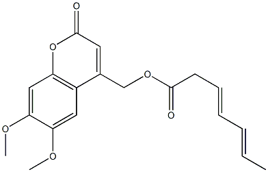 4-(2,4-Hexadien-1-ylcarbonyloxymethyl)-6,7-dimethoxycoumarin,,结构式