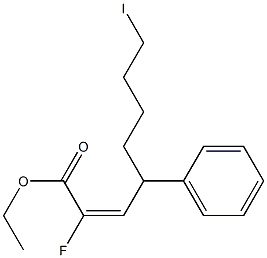 (E)-2-フルオロ-4-フェニル-8-ヨード-2-オクテン酸エチル 化学構造式