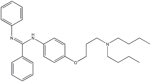 N-[4-[3-(ジブチルアミノ)プロポキシ]フェニル]-N'-フェニルベンズアミジン 化学構造式