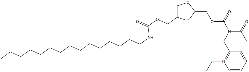 2-[N-Acetyl-N-[(4-pentadecylaminocarbonyloxymethyl-1,3-dioxolan-2-yl)methoxycarbonyl]aminomethyl]-1-ethylpyridinium Struktur