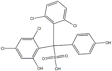 (2,6-ジクロロフェニル)(2,4-ジクロロ-6-ヒドロキシフェニル)(4-ヒドロキシフェニル)メタンスルホン酸 化学構造式