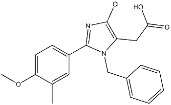 1-ベンジル-4-クロロ-2-(3-メチル-4-メトキシフェニル)-1H-イミダゾール-5-酢酸 化学構造式