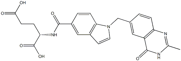 (S)-2-[[1-[[(3,4-Dihydro-2-methyl-4-oxoquinazolin)-6-yl]methyl]-1H-indol-5-yl]carbonylamino]glutaric acid Structure