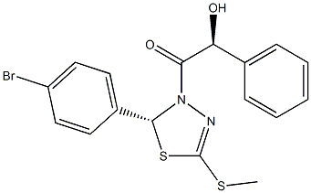 (2R)-2,3-Dihydro-5-(methylthio)-3-[(2S)-2-hydroxy-2-phenylacetyl]-2-(4-bromophenyl)-1,3,4-thiadiazole Structure