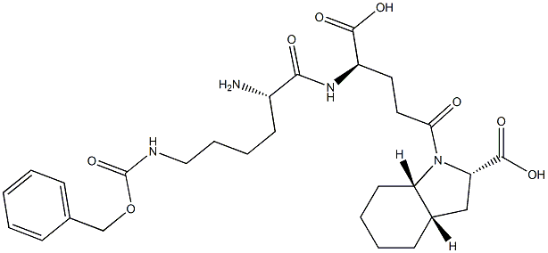 (2S,3aS,7aS)-Octahydro-1-[(4R)-4-[[(2S)-2-amino-6-benzyloxycarbonylaminohexanoyl]amino]-4-carboxybutyryl]-1H-indole-2-carboxylic acid Struktur