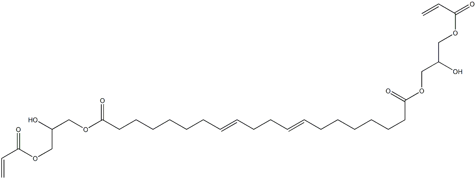 7,11-オクタデカジエン-1,18-ジカルボン酸ビス(3-アクリロイルオキシ-2-ヒドロキシプロピル) 化学構造式