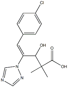 (E)-5-(4-Chlorophenyl)3-hydroxy-2,2-dimethyl-4-(1H-1,2,4-triazole-1-yl)-4-pentenoic acid Struktur