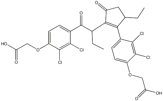 2-[4-[2-[1-[4-(Carboxymethoxy)-2,3-dichlorobenzoyl]propyl]-3-oxo-5-ethyl-1-cyclopentenyl]-2,3-dichlorophenoxy]acetic acid Structure