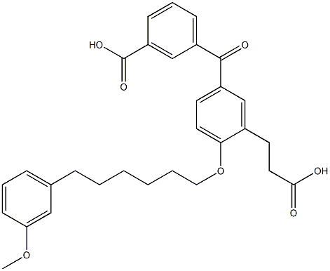 5-(3-Carboxybenzoyl)-2-[6-(3-methoxyphenyl)hexyloxy]benzenepropanoic acid Structure