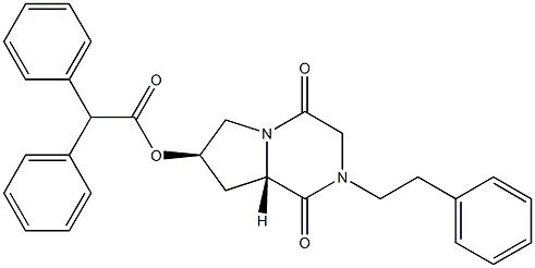 (6S,8R)-4-Phenethyl-8-(diphenylacetyloxy)-1,4-diazabicyclo[4.3.0]nonane-2,5-dione 结构式