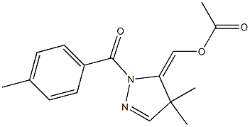 酢酸[[2-(4-メチルベンゾイル)-4,4-ジメチル-3,4-ジヒドロ-2H-ピラゾール]-3-イリデン]メチル 化学構造式