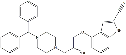 (+)-4-[(R)-3-[4-(Diphenylmethyl)-1-piperazinyl]-2-hydroxypropoxy]-1H-indole-2-carbonitrile Structure