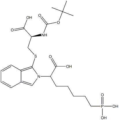 S-[2-(6-Phosphono-1-carboxyhexyl)-2H-isoindol-1-yl]-N-[(tert-butyloxy)carbonyl]-L-cysteine Structure