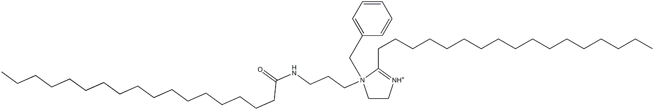 2-ヘプタデシル-4,5-ジヒドロ-1-[3-[(1-オキソオクタデシル)アミノ]プロピル]-1-(フェニルメチル)イミダゾリウム 化学構造式