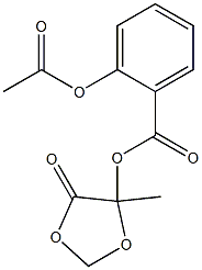 2-アセトキシ安息香酸5-メチル-4-オキソ-1,3-ジオキソラン-5-イル 化学構造式