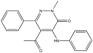 2-Methyl-4-anilino-5-acetyl-6-phenylpyridazin-3(2H)-one Struktur