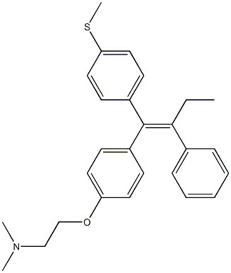 2-[4-[(E)-1-[4-(メチルチオ)フェニル]-2-フェニル-1-ブテニル]フェノキシ]-N,N-ジメチルエタンアミン 化学構造式